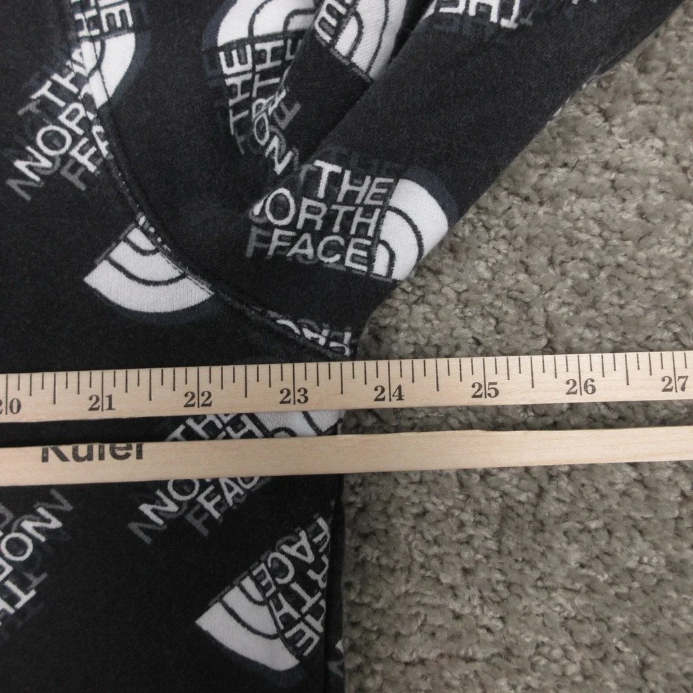 The North Face Sweater Men Large Black Geometric Logo Pullover Hoodie Sweatshirt